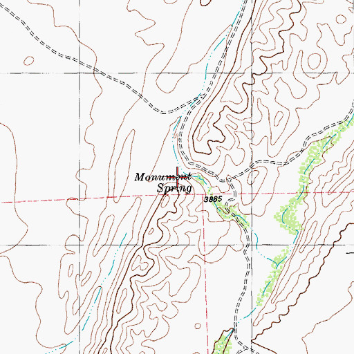 Topographic Map of Monument Spring, TX