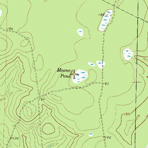 Topographic Map of Mooney Pond, TX