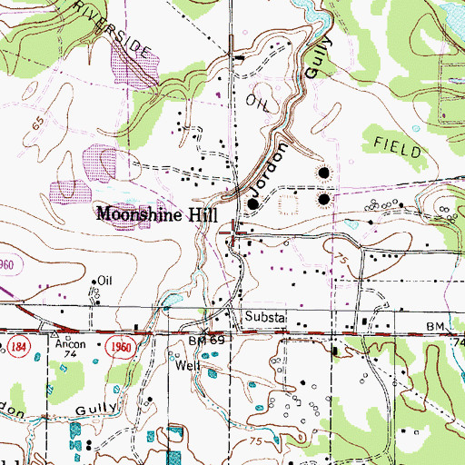 Topographic Map of Moonshine Hill, TX