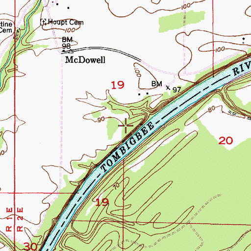 Topographic Map of Malakoff Landing, AL