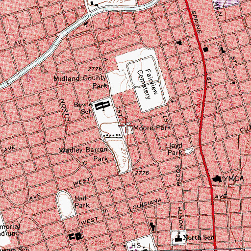 Topographic Map of Moore Park, TX