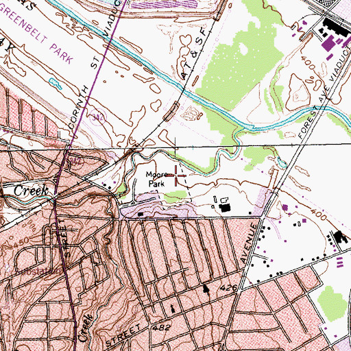 Topographic Map of Moore Park, TX