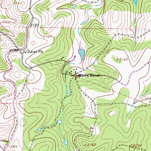 Topographic Map of Moore Ranch, TX