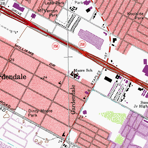 Topographic Map of Moore School, TX