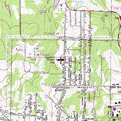 Topographic Map of Moore School, TX