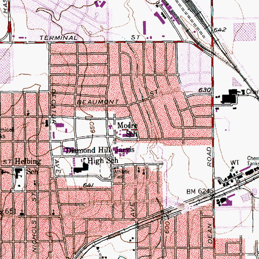 Topographic Map of Moore School, TX