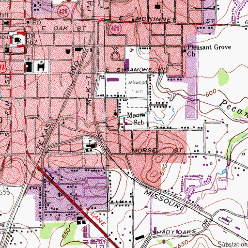 Topographic Map of Moore School, TX