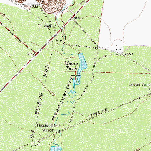 Topographic Map of Moore Tank, TX