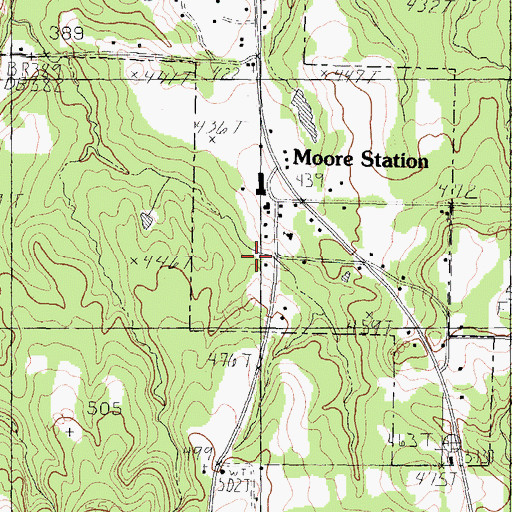Topographic Map of Moore Station, TX