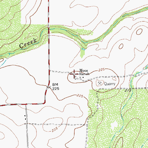 Topographic Map of Moos Ranch, TX