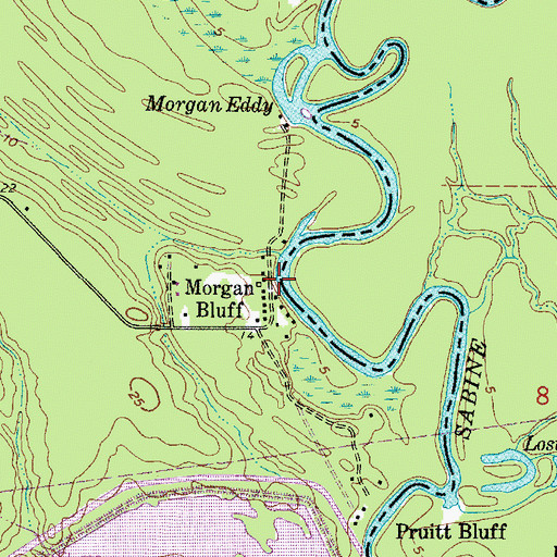 Topographic Map of Morgan Bluff, TX