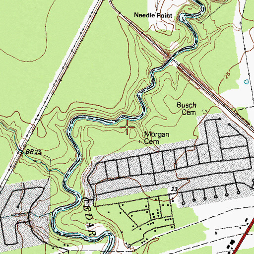 Topographic Map of Morgan Cemetery, TX