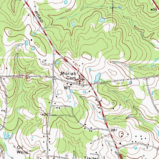 Topographic Map of Moriah Cemetery, TX