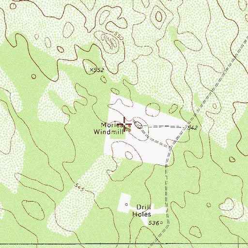 Topographic Map of Moriea Windmill, TX