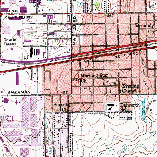 Topographic Map of Morning Star Church, TX