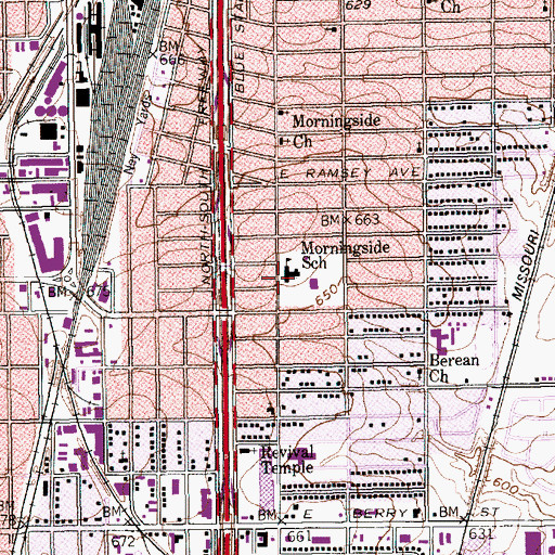Topographic Map of Morningside School, TX