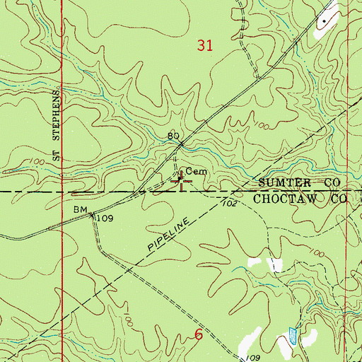 Topographic Map of Montevallo Church, AL