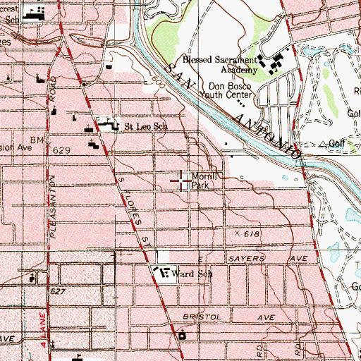 Topographic Map of Morrill Park, TX