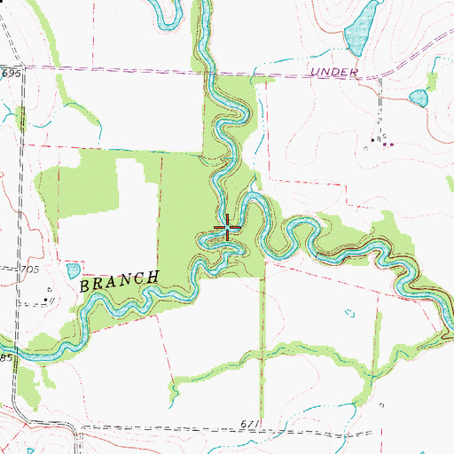Topographic Map of Morris Branch, TX