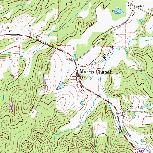 Topographic Map of Morris Chapel, TX