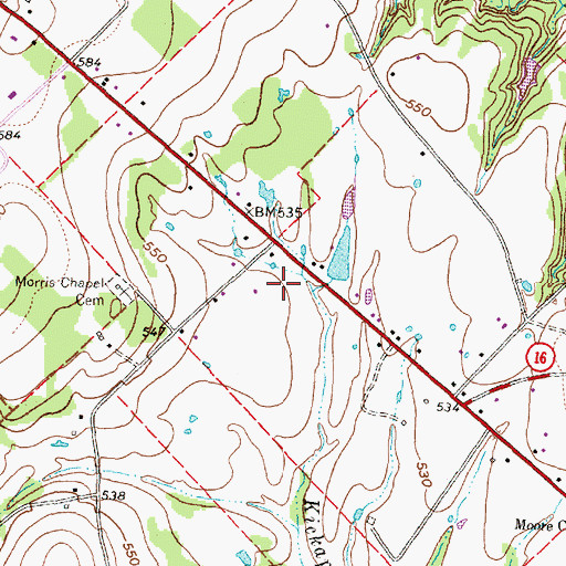 Topographic Map of Morris Chapel Cemetery, TX