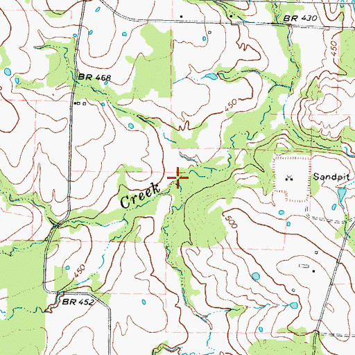Topographic Map of Morris Creek, TX