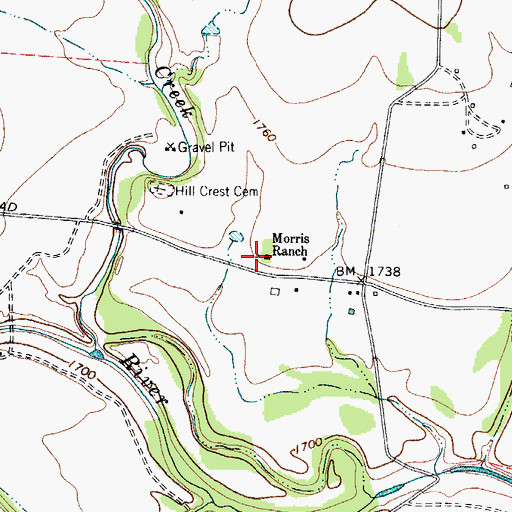 Topographic Map of Morris Ranch, TX