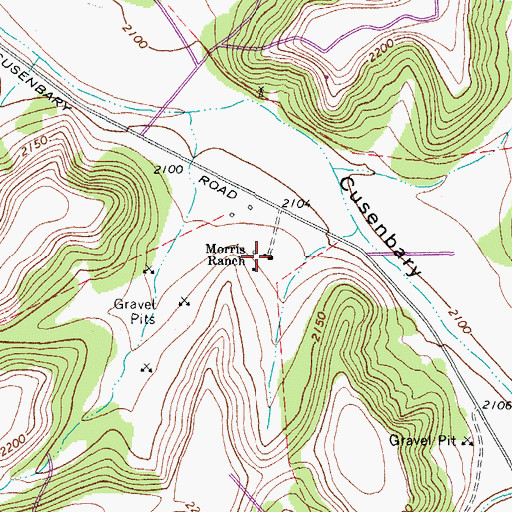 Topographic Map of Morris Ranch, TX
