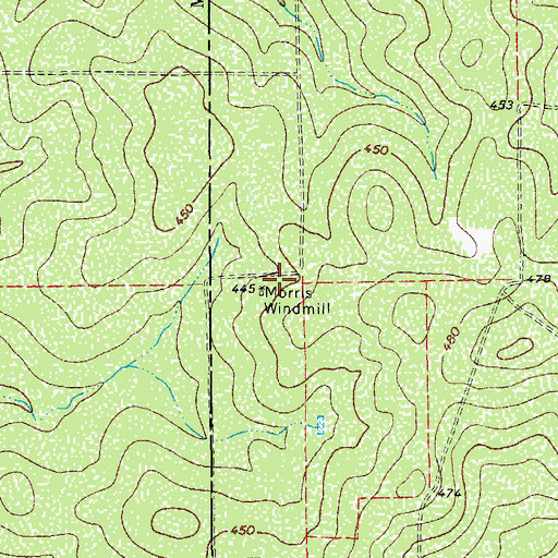 Topographic Map of Morris Windmill, TX