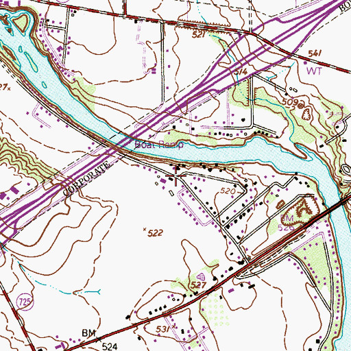 Topographic Map of Morrison Falls, TX