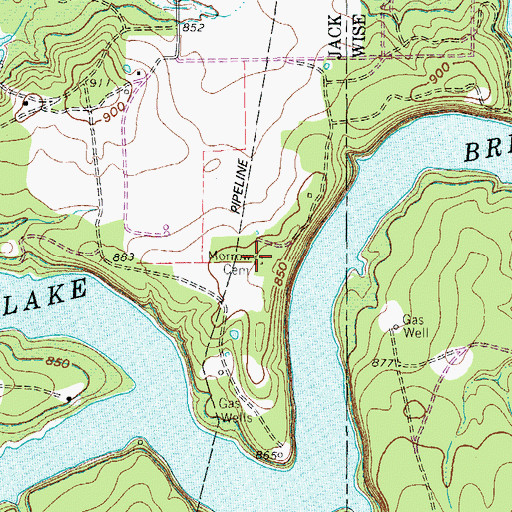 Topographic Map of Morrow Cemetery, TX