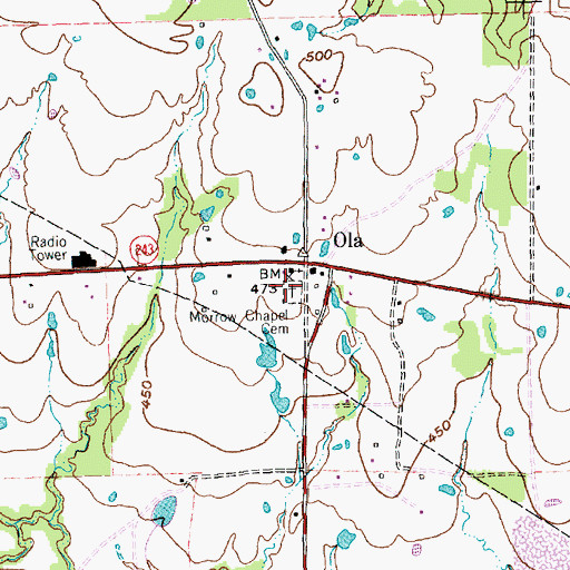 Topographic Map of Morrow Chapel Cemetery, TX