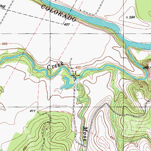 Topographic Map of Moss Branch, TX