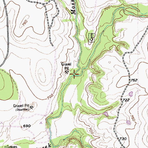 Topographic Map of Moss Branch, TX