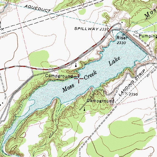 Topographic Map of Moss Creek Lake, TX