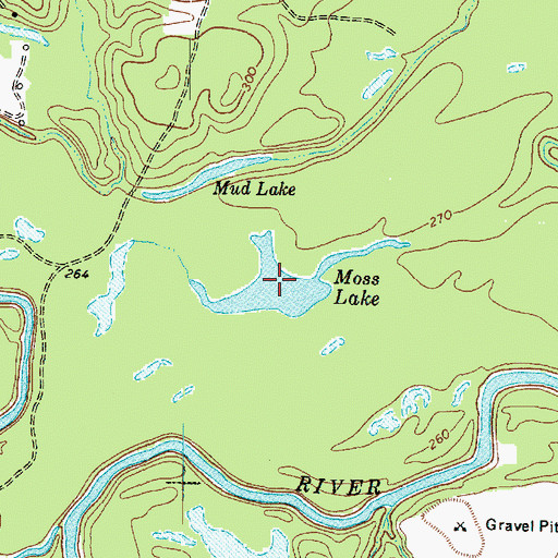 Topographic Map of Moss Lake, TX