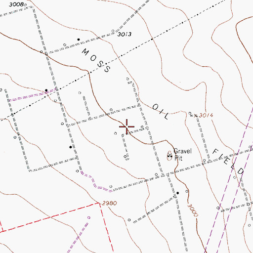 Topographic Map of Moss Oil Field, TX