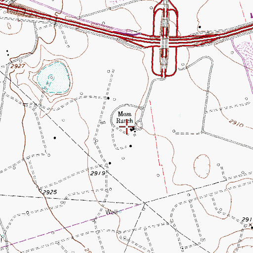Topographic Map of Moss Ranch, TX