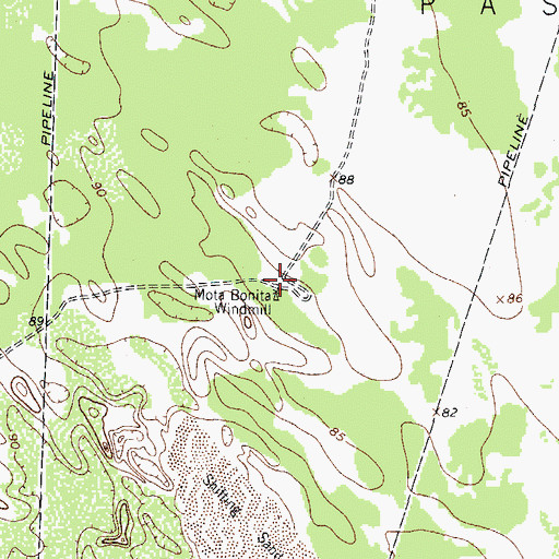 Topographic Map of Mota Bonita Windmill, TX