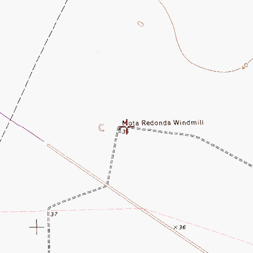 Topographic Map of Mota Redonda Windmill, TX