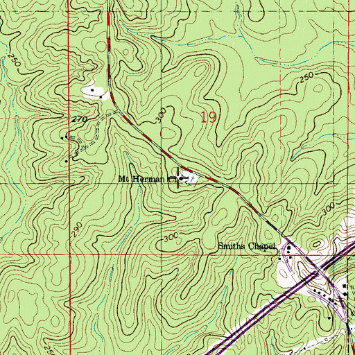 Topographic Map of Mount Herman School (historical), AL