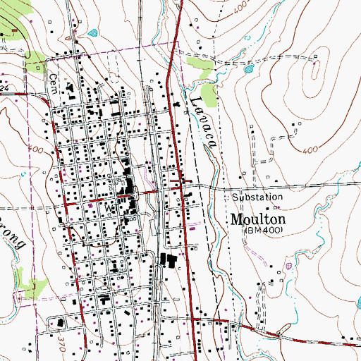 Topographic Map of Moulton, TX