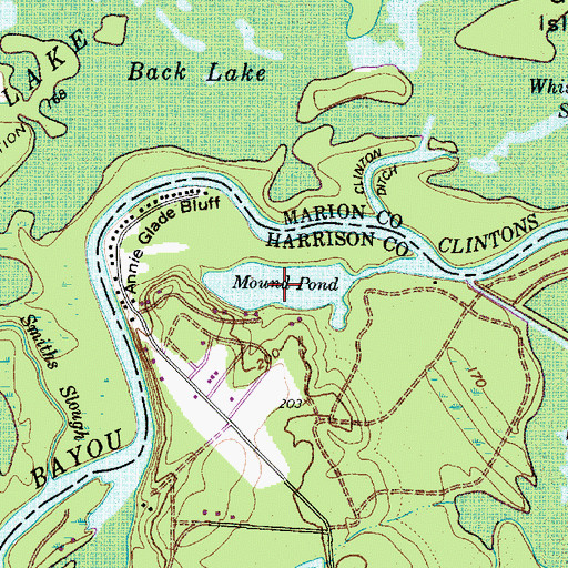 Topographic Map of Mound Pond, TX