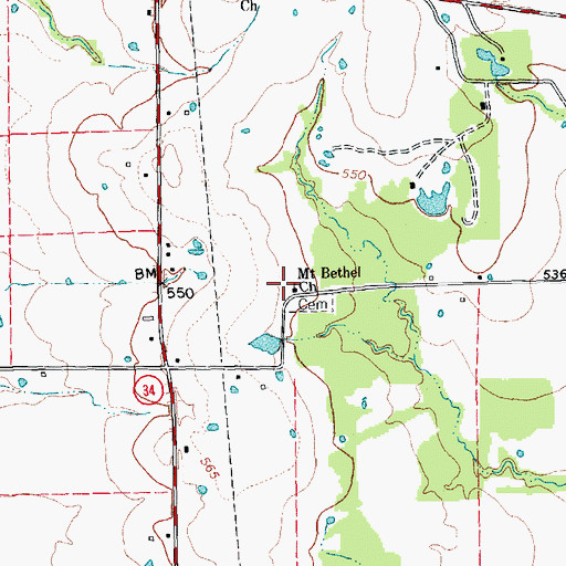 Topographic Map of Mount Bethel Church, TX