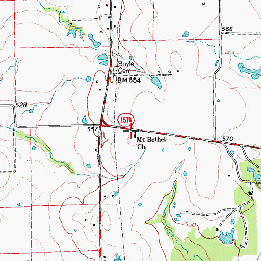 Topographic Map of Mount Bethel Church, TX