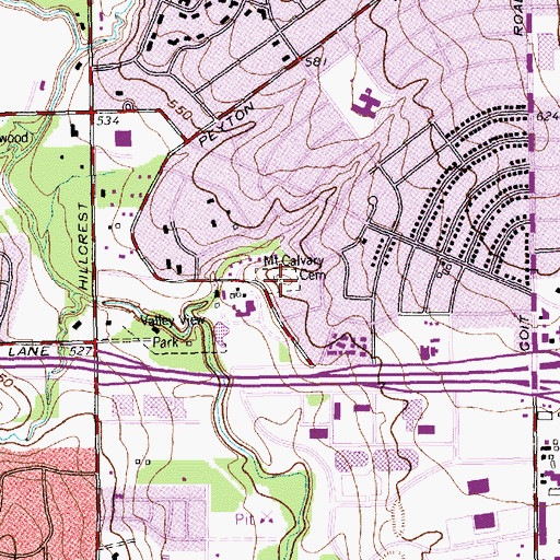 Topographic Map of Mount Calvary Cemetery, TX
