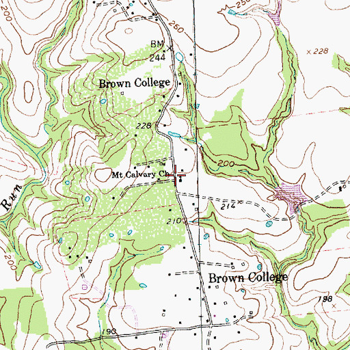 Topographic Map of Mount Calvary Church, TX