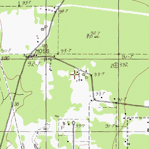 Topographic Map of Mount Calvary Church, TX