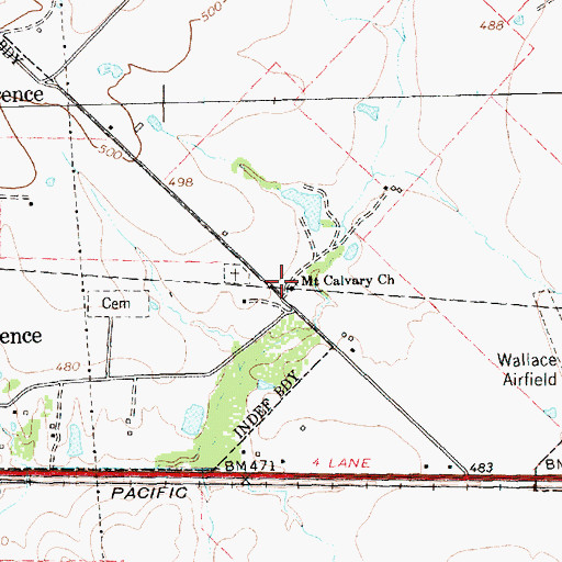 Topographic Map of Mount Calvary Church, TX