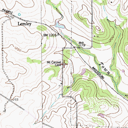 Topographic Map of Mount Carmel Cemetery, TX
